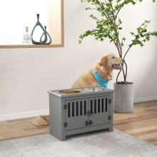 PawHut Raised Dog Bowls for Large Dogs Feeding Station w/ Stand, Storage - Grey