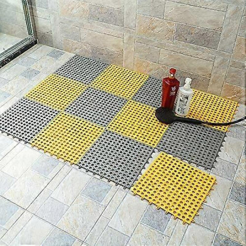 Rubber Flooring Geen 10PCS Interlocking Soft PVC Non-Slip Tile Splicing Waterproof Mat 1