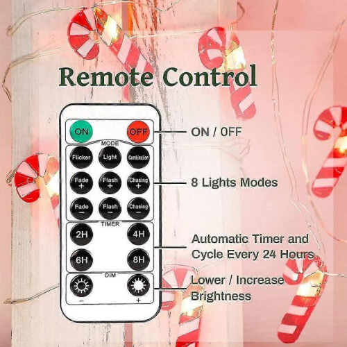 Christmas Themed String Lights, Candy Cane String , 9.8ft 30 Led, Battery Powered, Holiday Party 1