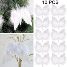 10 mini guardian angel white angel feather wings, Christmas tree hanging decoration
