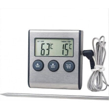 Digital Kitchen Grill Thermometer LCD, Meat Oven Timer with Stainless Steel Probe