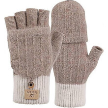 Gloves Winter touch screen knitted warm gloves, elastic warm wool anti-skid, khaki