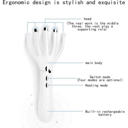 Head Massager, Rechargeable Head Mini Multi-Function Heating Electric Portable Massage Comb 2