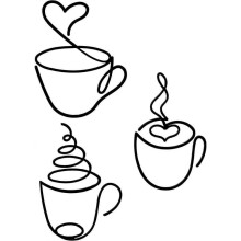 3 Pieces Coffee Mug Metal Wall Art Line Coffee Wall Sign