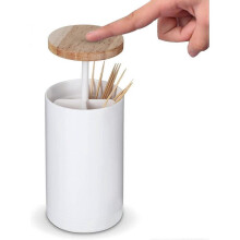 Toothpick Holder Dispenser, Cotton Swab Box Pop-Up Automatic Toothpick Dispenser Q Tip Storage Holder