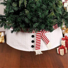 White Sweater Christmas Tree Skirt,30 Inches Christmas Tree Collar with Red Scarf Design