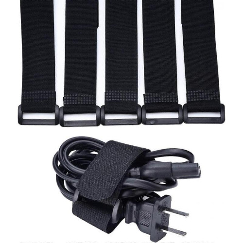 Hook and Loop Straps Cable Ties Organizer Fastener 250 mm x 20 mm, Black (10 Pack) 1