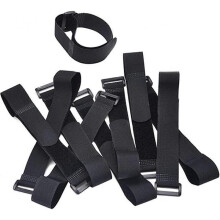 Hook and Loop Straps Cable Ties Organizer Fastener 250 mm x 20 mm, Black (10 Pack)