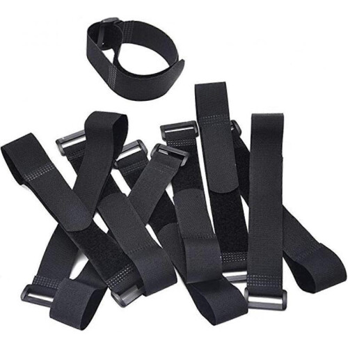 Hook and Loop Straps Cable Ties Organizer Fastener 250 mm x 20 mm, Black (10 Pack)