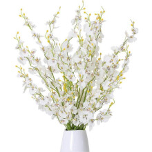 12Pcs Yellow Artificial Gypsophila Flowers, Artificial Orchids Flowers Silk Fake Dancing Orchids Bouquet (white)