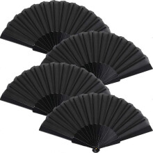 4 Pieces Handheld Folding Fan Chinese Fan Oriental Cloth Fabric Fan Home Decorations