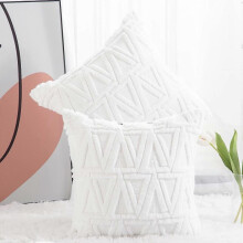 Set of 2 Soft Plush Short Wool Velvet Decorative Cushion Covers Luxury Style Throw Pillow Cases Pillow Shell for Sofa Bedroom Square White 18x18 inch