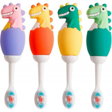Baby Dinosaur Kids Toothbrush - 10000 Soft Bristles - Toddlers and Children Sized Brush Heads Fun Cartoon Design
