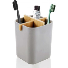 Bamboo Toothbrush Holder | Multifunctional Electric Toothbrush Holder | Naturally Tough Eco Friendly Toothpaste Caddy Toothbrush Organizer Stand Gray