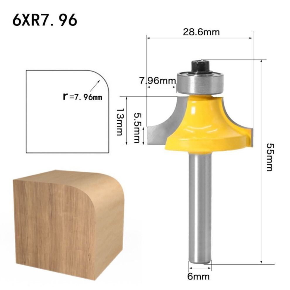 (6XR7.96) 6mm Shank Corner Round Over Router Bit Carbide Wood Carving Milling Cutter  Woodworking Tools