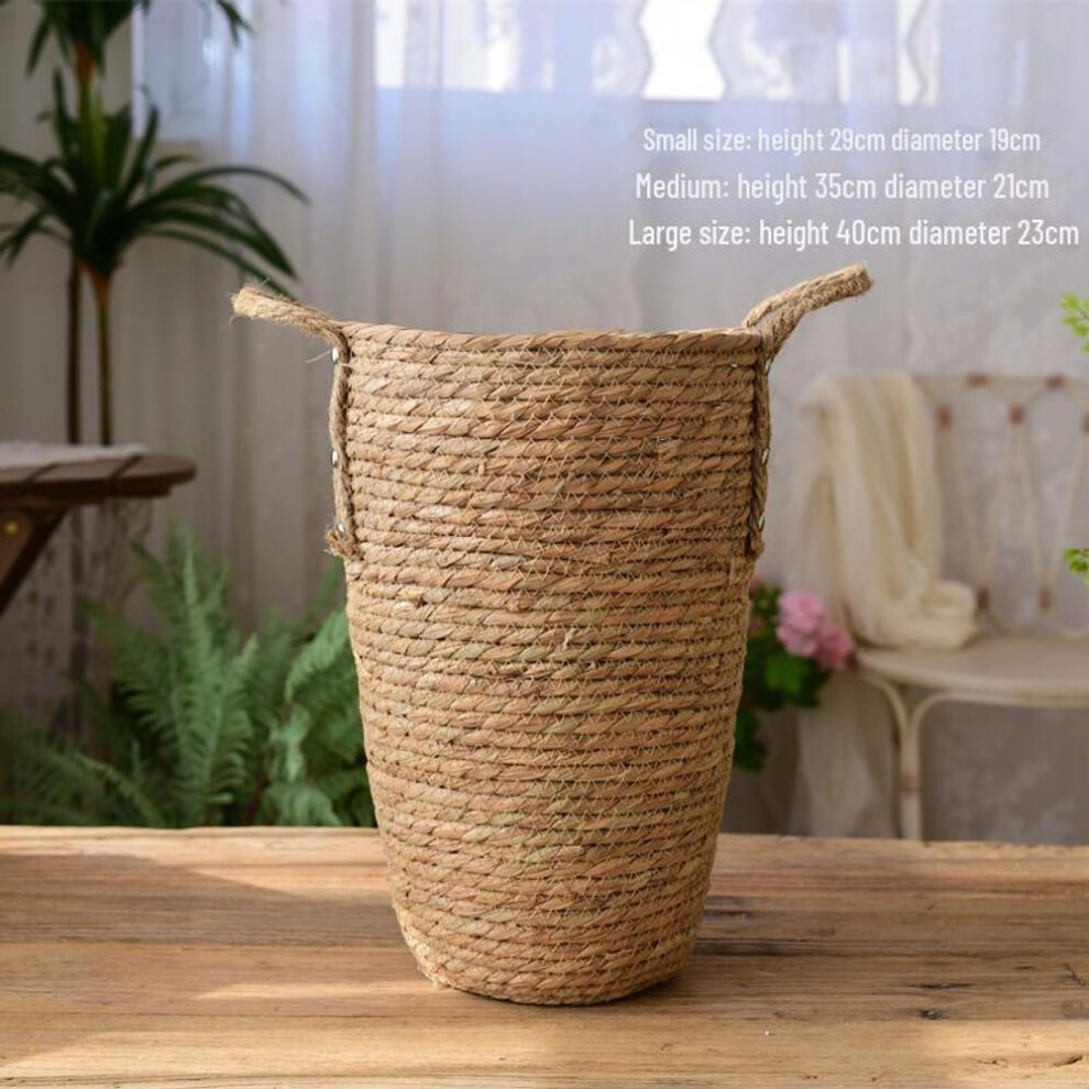 (Small) Modern Nordic Rattan Flower Vase: Large Woven Basket For Living Room Decor With Dried Baby's Breath