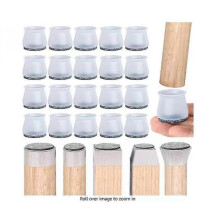 chair Glides, 20 Pieces Chair Leg Protectors, Chair Pad, Clear Silicone Floor Protectors for Chair Legs with Felt Glides