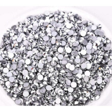 Glue Fix Flatback Rhinestones Glass Diamantes Gems for Nail Art Crafts Decorations Clothes Shoes(ss20 576pcs,Silver)