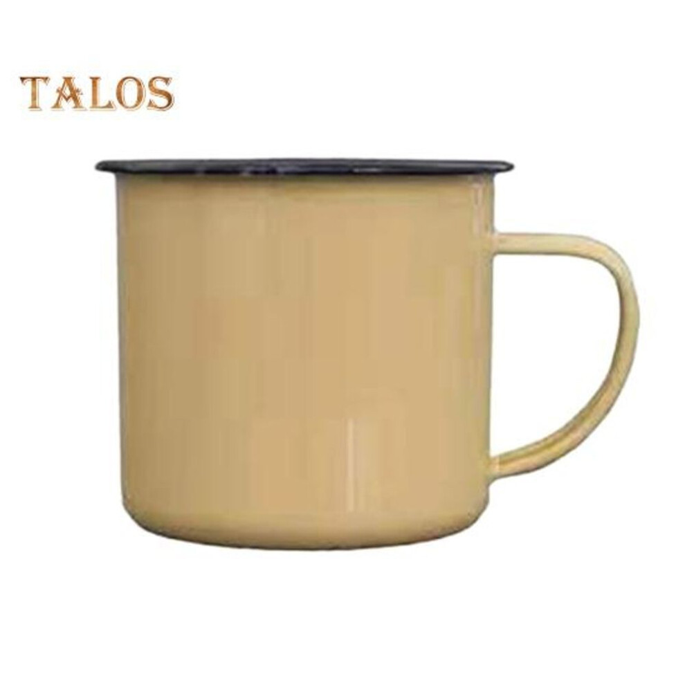 (light yellow, 8 cm) Ceramic Coffee Mug Handmade Tea Cup with Handle Retro Solid Color Water Cup Large Capacity Tumbler Travel Cups for Outdoor Activities