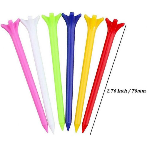 100 Pack Assorted Colors Professional Durable 70mm Plastic Golf Tee Bulk (Color Random) 1