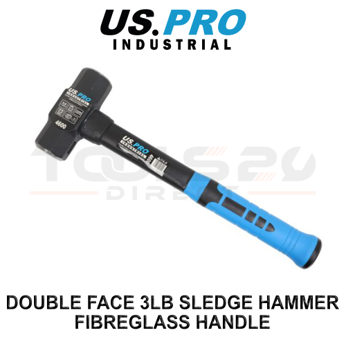 US PRO INDUSTRIAL Double Face 3Lb Sledge Hammer Fibreglass Handle 4600