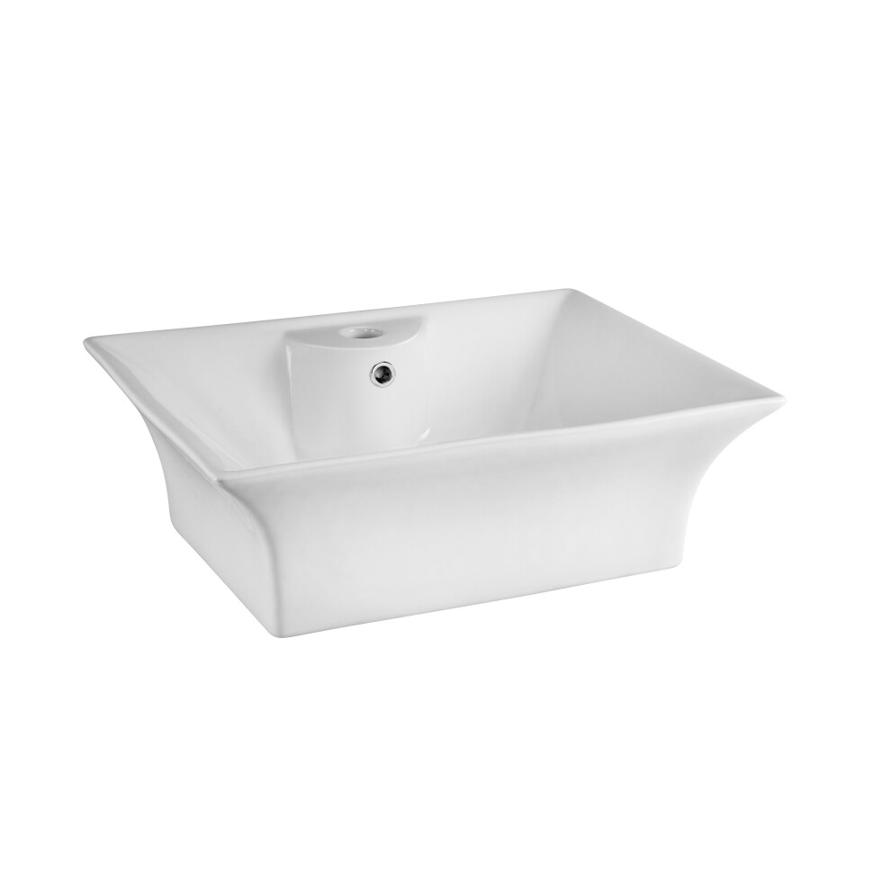 Rectangular 1 Tap Hole Ceramic Countertop Vessel without Overflow - 496mm