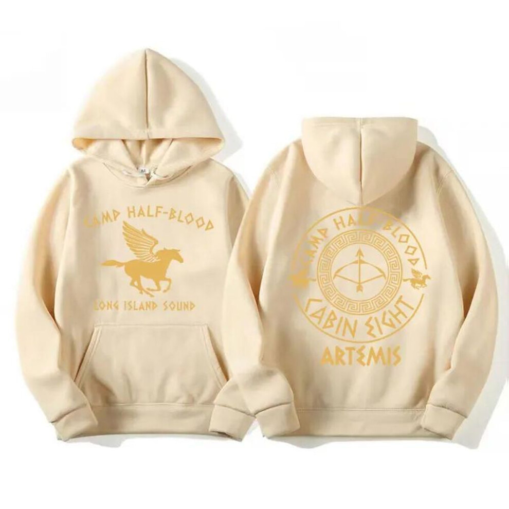 (XS, beige) Percy Jackson Double Sided Graphic Hoodie Camp Half Blood Heroes of Olympus Hoodies Women Unisex Clothing Vintage Harajuku Sweatshirts
