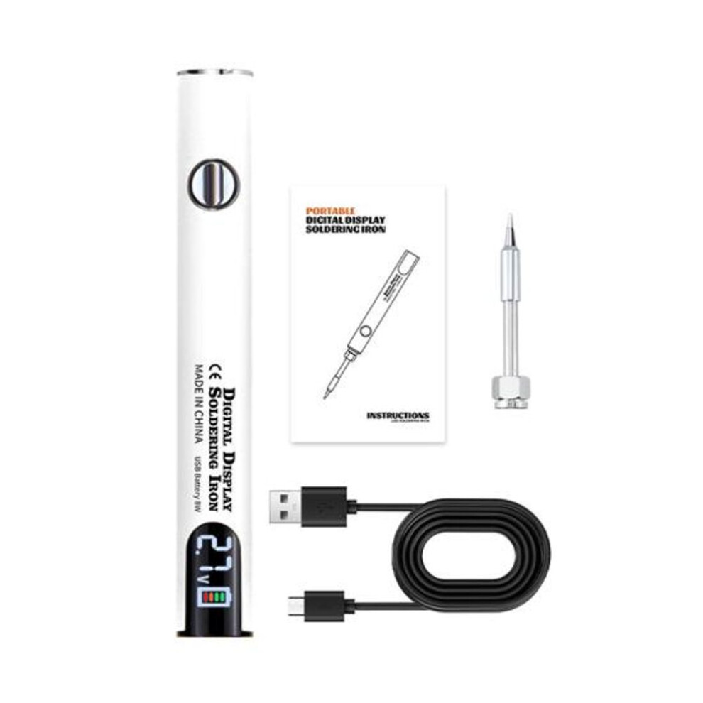 (white) Soldering Iron Kit Usb Rechargeable Pen-style Design Electric Adjustable Temperature Compact Portable Soldering Iron