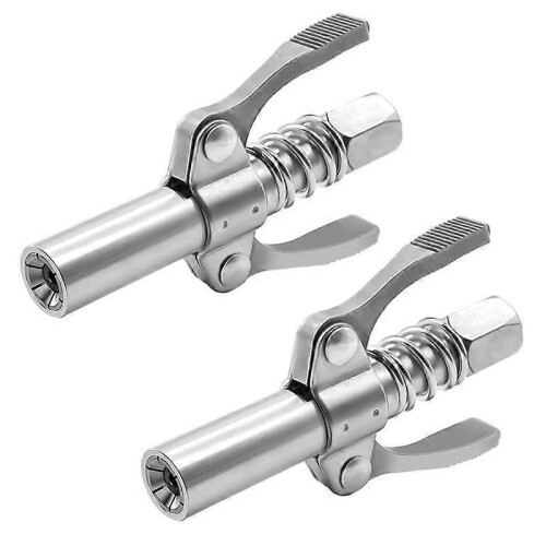 2Pcs Double Handle Grease Nipple Coupler Double Handle Quick Lock Release Grease Ends Couplers Comp