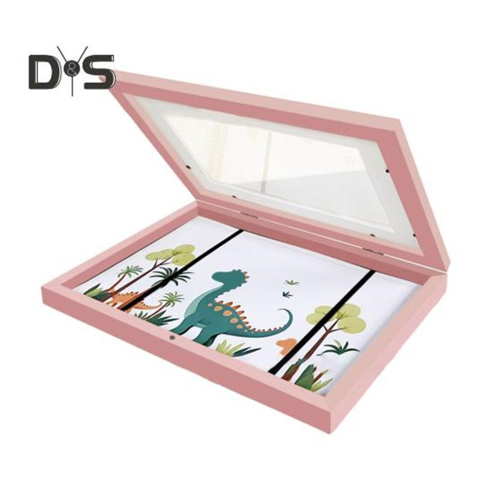 (pink, A4) Kids Art Painting Frame Magnetic Front Opening Home Living Room Bedroom Wall Children Artwork Drawing Photo Picture Display Frame