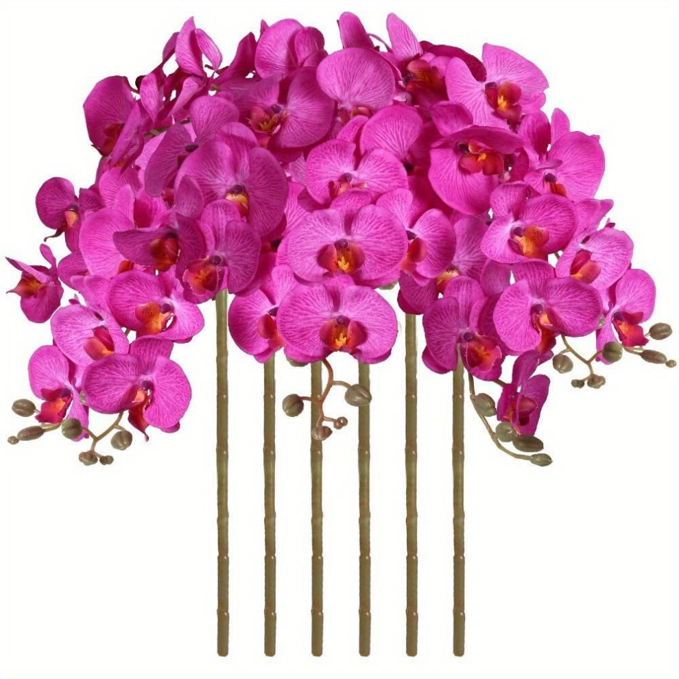 (light purple) 6 PCS Real Look Long Stem Artificial Flowers Faux Orchid Velvet Orchids 97cm Orchids Artificial Flowers for Tall Vase for Home Wedding Decoration