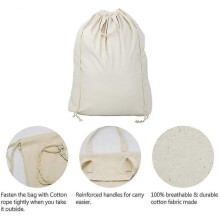 2-pack 100% Natural Cotton Canvas Laundry Bags with Carrying Handles