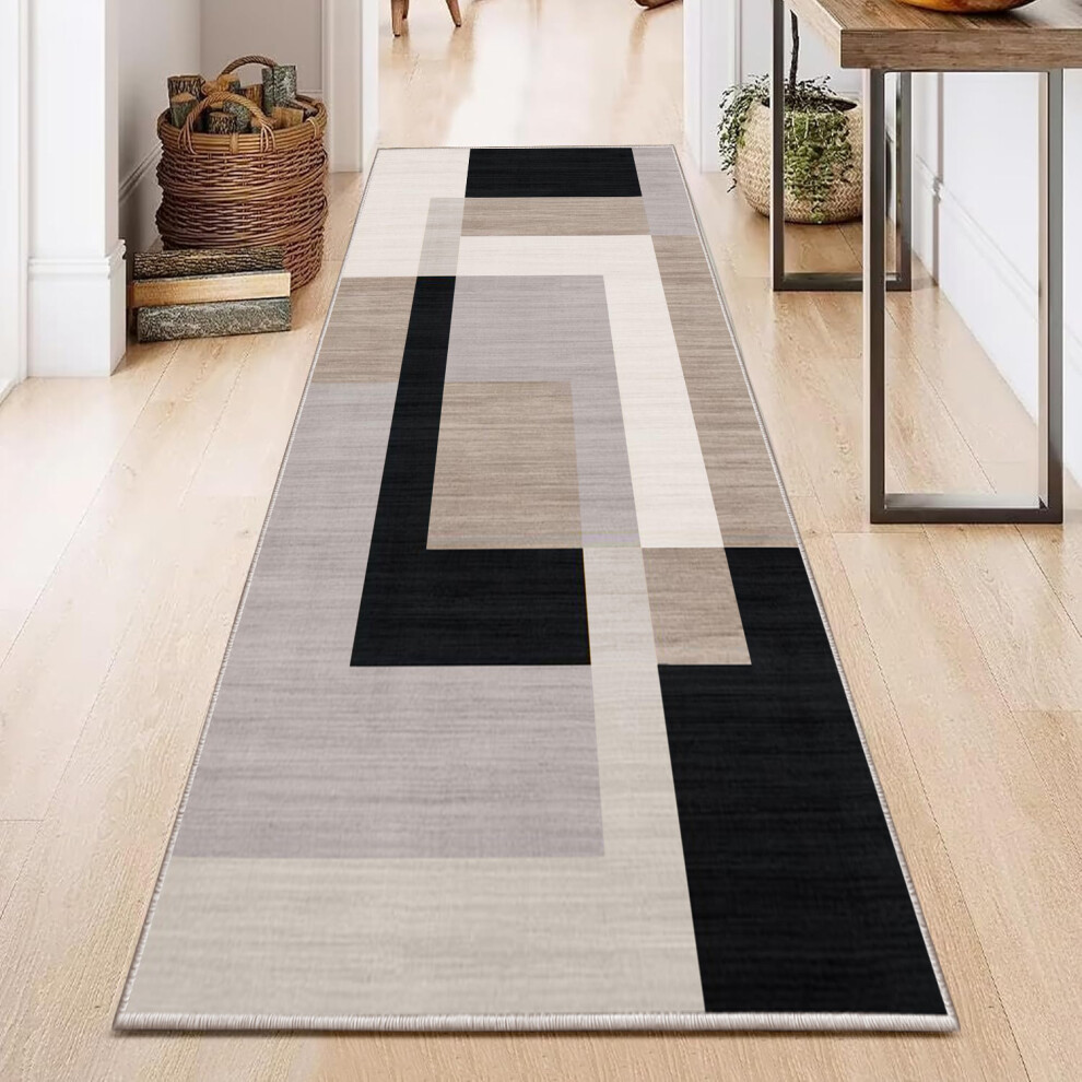 Supreme Bedding Ltd (80X150 Cm _ Large Floor Runner Rug Printed Carpet, Milo Neutral) Hallway Runner Rug Living Room Carpet Printed Rugs Cream