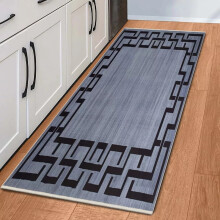 (60x220 cm _ Geometric Printed Runner Rugs Outdoor Indoor, Nico Grey) Hallway Runner Rug Living Room Carpet Printed Rugs