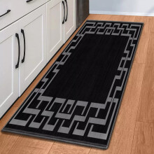 (60x220 cm _ Geometric Printed Runner Rugs Outdoor Indoor, Nico Black) Hallway Runner Rug Living Room Carpet Printed Rugs