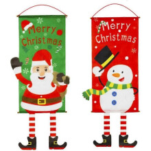2 pieces of Merry Christmas fabric flags, decorations on the Christmas porch, Santa Claus flags, walls, doors and windows