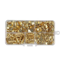 500Pcs U Shape Copper Ring Terminals Crimp Kit Non-Insulated Assortment Cable Wire Spade Electric B