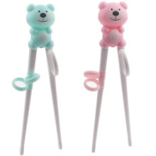 2 Pairs Cartoon Kid Eat Training Chopsticks Baby Learning Tableware (pink Blue)