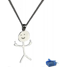 Funny Doodle Necklace, Personalized Happy Smiley Face Middle Finger Necklace