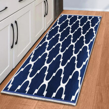 (60x220 cm _ Geometric Printed Runner Rugs Outdoor Indoor, Ava Navy Blue) Hallway Runner Rug Living Room Carpet Printed Rugs