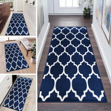 (80x150 cm _ Large Floor Runner Rug Printed Carpet, Ava Navy Blue) Hallway Runner Rug Living Room Carpet Printed Rugs