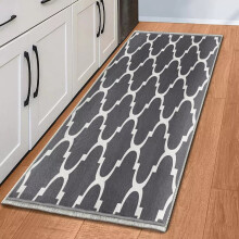 (60x220 cm _ Geometric Printed Runner Rugs Outdoor Indoor, Ava Grey) Hallway Runner Rug Living Room Carpet Printed Rugs