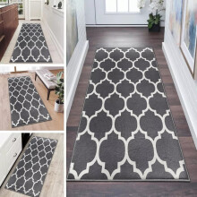 (80x150 cm _ Large Floor Runner Rug Printed Carpet, Ava Grey) Hallway Runner Rug Living Room Carpet Printed Rugs