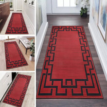 (80x150 cm _ Large Floor Runner Rug Printed Carpet, Lexi Red) Hallway Runner Rug Living Room Carpet Printed Rugs