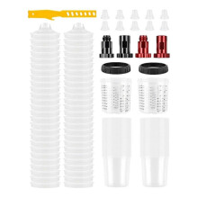 Paint Mixing Cup System 20 Oz-50 Paint Cups with Lids,2 Hard Cups with Retaining Rings,10 Plugs,4 A