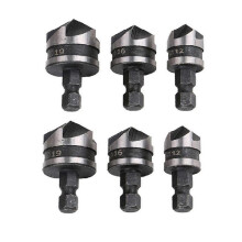 Two Sets of X 3pcs [12/16/19mm] Hexagon Shank Five-Edge Chamfering Tools 90-Degree Hole Opener Cham