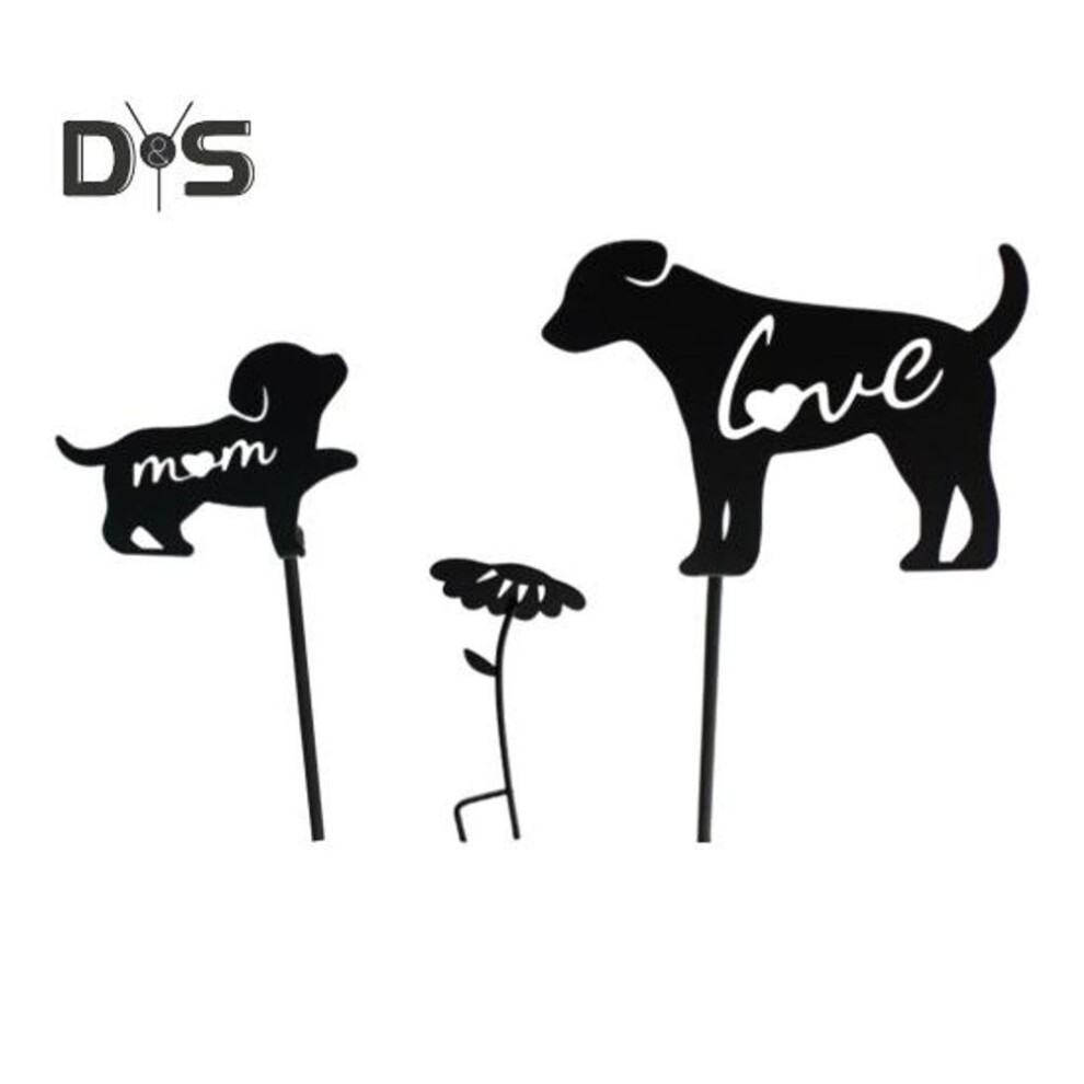 Metal Dog Garden Stakes Mother And Child Dog Silhouette Decorations Weather-Resistant Yard Art Dog Stakes for Outdoor Lawn Decoration
