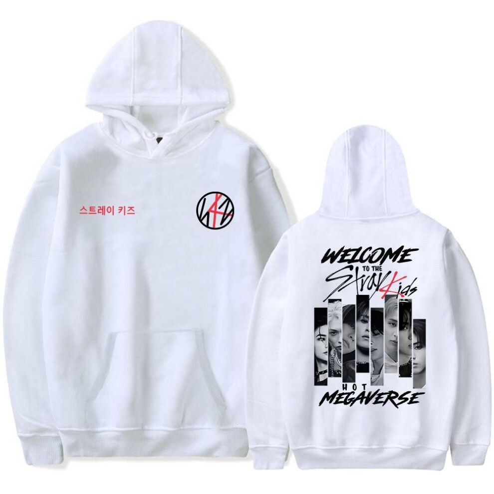 (XS, white) New Arrivals Mens Womens Hoodie Stray Kids Hoodies Streetwear Harajuku Casual Kpop Printed Hooded Pullover Sweatshirts
