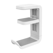 (White) Rotatable Headsets Holder with Silicone Padding, Secure Desk Mount Rotating Headphone Stand for Gaming Headsets, White