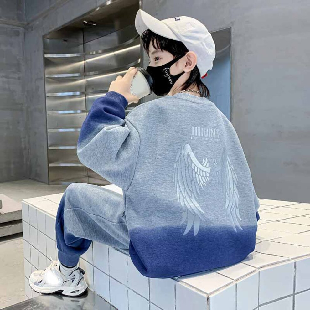(as the picture, 130) Boys Autumn Spring Casual Sets Teenager Trends Top+Pants 2Pieces Set Outfits Sweatshirt Suit Kids Handsome Clothes